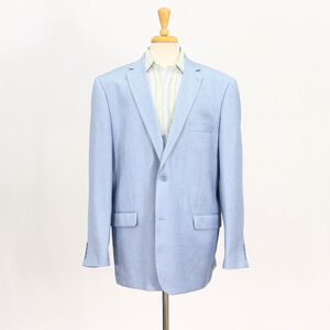 Pierre Loren 48L Blue Sport Coat Blazer Jacket Solid 2-Button Polyester W153
